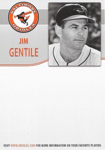 2010 Baltimore Orioles Alumni Photocards #NNO Jim Gentile Back