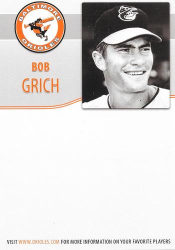 2010 Baltimore Orioles Alumni Photocards #NNO Bob Grich Back