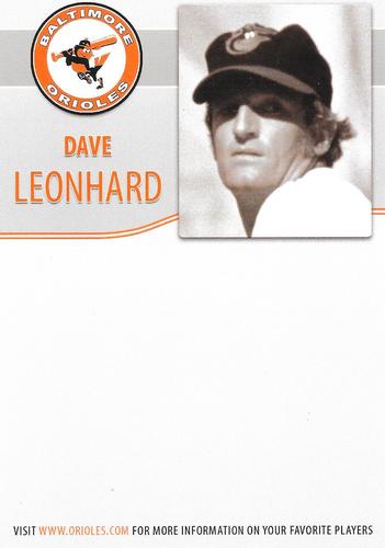 2010 Baltimore Orioles Alumni Photocards #NNO Dave Leonhard Back