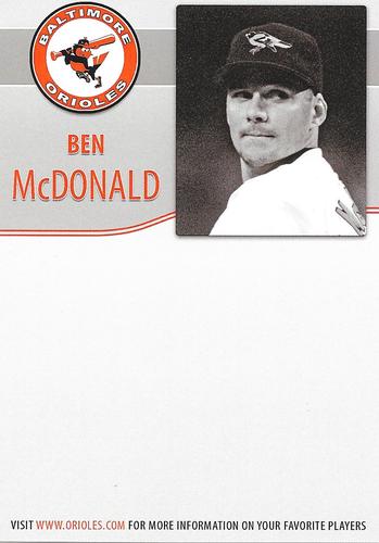 2010 Baltimore Orioles Alumni Photocards #NNO Ben McDonald Back