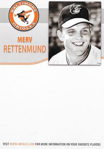 2010 Baltimore Orioles Alumni Photocards #NNO Merv Rettenmund Back