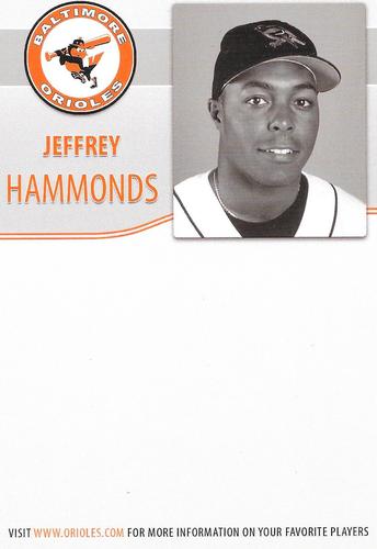 2012 Baltimore Orioles Alumni Photocards #NNO Jeffrey Hammonds Back