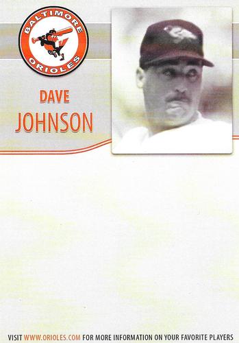 2012 Baltimore Orioles Alumni Photocards #NNO Dave Johnson Back