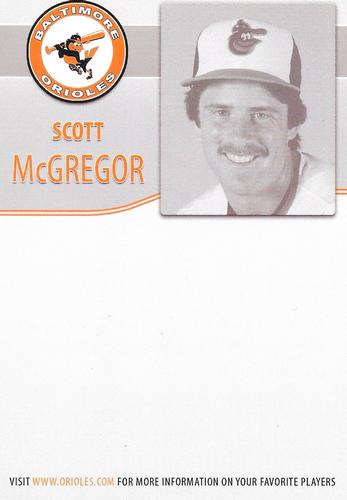 2012 Baltimore Orioles Alumni Photocards #NNO Scott McGregor Back