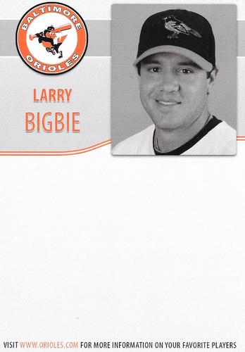 2014 Baltimore Orioles Alumni Photocards #NNO Larry Bigbie Back