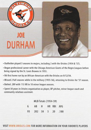 2014 Baltimore Orioles Alumni Photocards #NNO Joe Durham Back