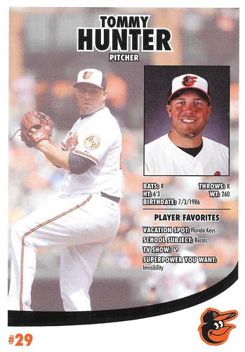 2015 Baltimore Orioles Photocards #NNO Tommy Hunter Back