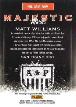 2023 Panini Chronicles - America's Pastime Majestic Marks Pink #MM-MW Matt Williams Back