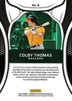2023 Panini Chronicles - Certified #4 Colby Thomas Back
