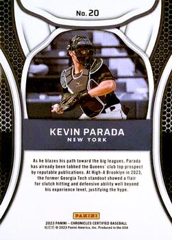 2023 Panini Chronicles - Certified #20 Kevin Parada Back