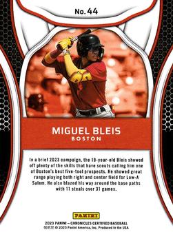 2023 Panini Chronicles - Certified #44 Miguel Bleis Back