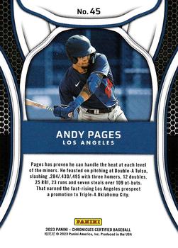 2023 Panini Chronicles - Certified #45 Andy Pages Back