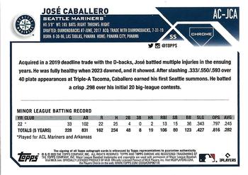 2023 Topps Chrome Update - Autographs #AC-JCA Jose Caballero Back