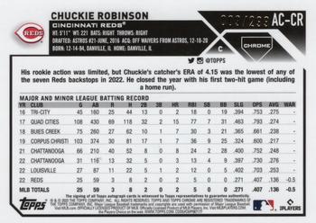 2023 Topps Chrome Update - Autographs Purple Speckle #AC-CR Chuckie Robinson Back