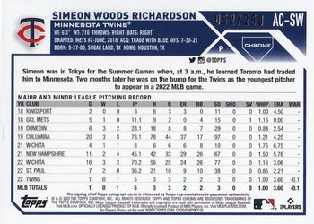 2023 Topps Chrome Update - Autographs Purple #AC-SW Simeon Woods Richardson Back