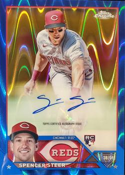 2023 Topps Chrome Update - Autographs Blue RayWave #AC-SS Spencer Steer Front