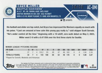 2023 Topps Chrome Update - Autographs Gold #AC-BMI Bryce Miller Back