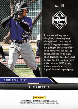 2023 Panini Chronicles - Limited #15 Adrian Pinto Back