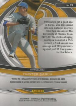 2023 Panini Chronicles - Spectra #23 Hunter Barco Back