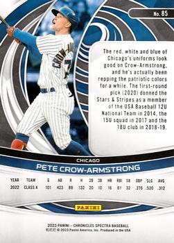 2023 Panini Chronicles - Spectra #85 Pete Crow-Armstrong Back