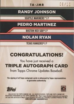 2023 Topps Chrome Update - Triple Autographs #TA-JMR Nolan Ryan / Pedro Martinez / Randy Johnson Back