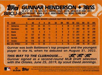 2023 Topps Chrome Update - 1988 Topps Baseball 35th Anniversary #88CU-8 Gunnar Henderson Back