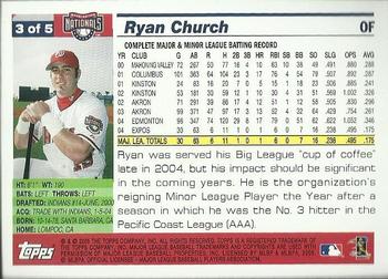 2005 Topps - Washington Nationals #3 Ryan Church Back