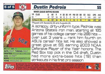 2005 Topps - Boston Red Sox #5 Dustin Pedroia Back