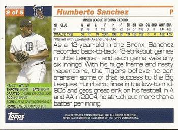 2005 Topps - Detroit Tigers #2 Humberto Sanchez Back