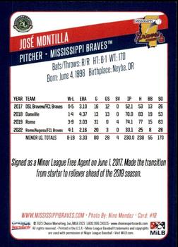 2023 Choice Mississippi Braves #18 Jose Montilla Back
