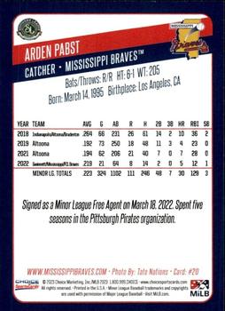 2023 Choice Mississippi Braves #20 Arden Pabst Back