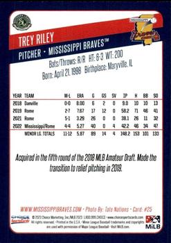 2023 Choice Mississippi Braves #25 Trey Riley Back