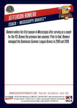 2023 Choice Mississippi Braves #35 Jefferson Romero Back