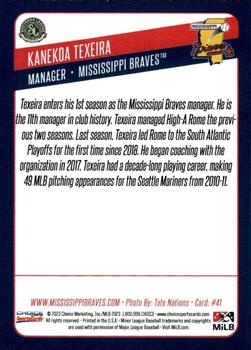 2023 Choice Mississippi Braves #41 Kanekoa Texeira Back