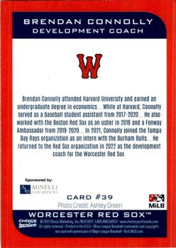 2023 Choice Worcester Red Sox Update #39 Brendan Connolly Back