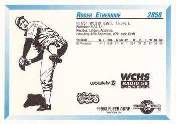1993 Fleer ProCards West Virginia Wheelers SGA #2858 Roger Etheridge Back
