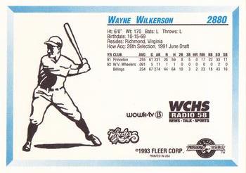 1993 Fleer ProCards West Virginia Wheelers SGA #2880 Wayne Wilkerson Back