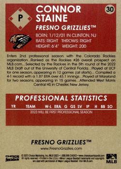 2023 Choice Fresno Grizzlies #30 Connor Staine Back