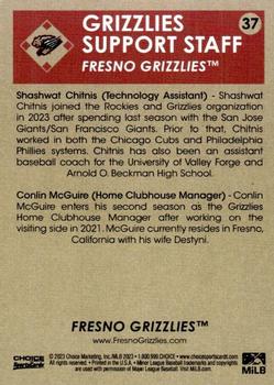 2023 Choice Fresno Grizzlies #37 Shashwat Chitnis / Conlin McGuire Back