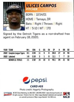 2023 Choice Lakeland Flying Tigers #05 Ulices Campos Back