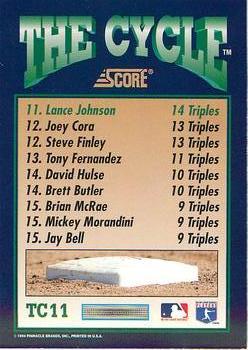 1994 Score - The Cycle #TC11 Lance Johnson  Back