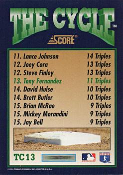 1994 Score - The Cycle #TC13 Tony Fernandez Back