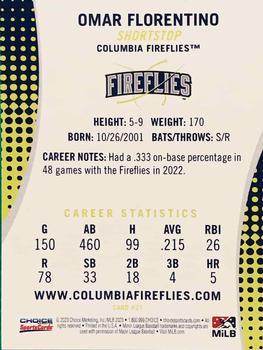 2023 Choice Columbia Fireflies #21 Omar Florentino Back