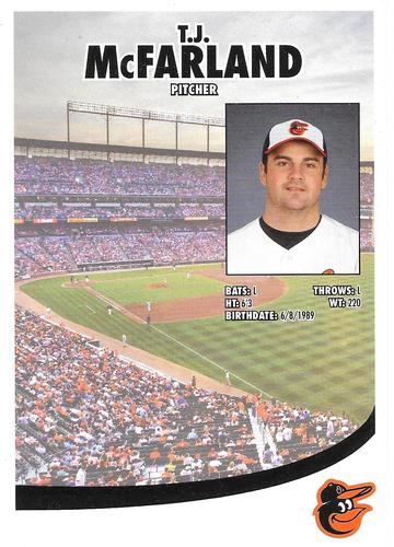 2013 Baltimore Orioles Photocards #NNO T.J. McFarland Back