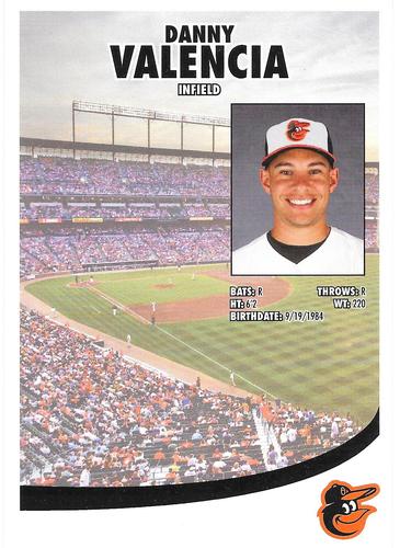 2013 Baltimore Orioles Photocards #NNO Danny Valencia Back