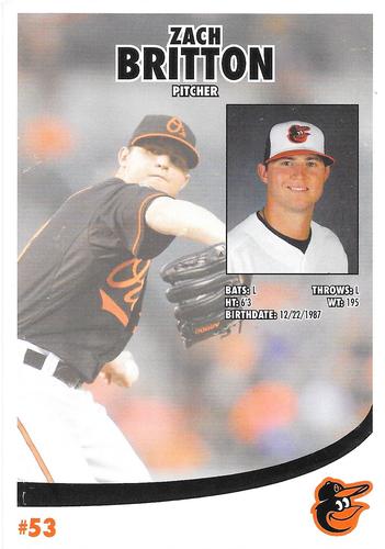 2014 Baltimore Orioles Photocards #NNO Zach Britton Back