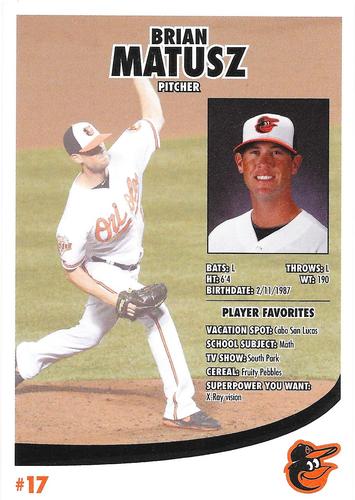2014 Baltimore Orioles Photocards #NNO Brian Matusz Back