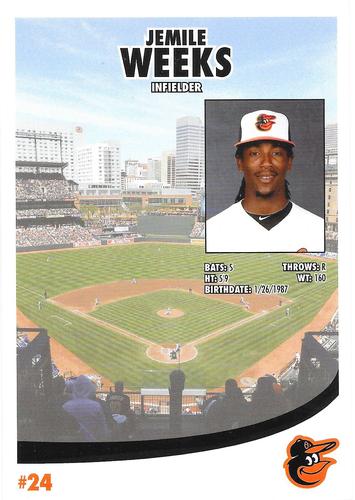 2014 Baltimore Orioles Photocards #NNO Jemile Weeks Back