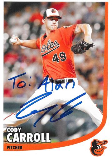 2019 Baltimore Orioles Photocards #NNO Cody Carroll Front
