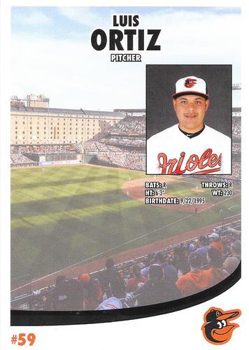 2019 Baltimore Orioles Photocards #NNO Luis Ortiz Back
